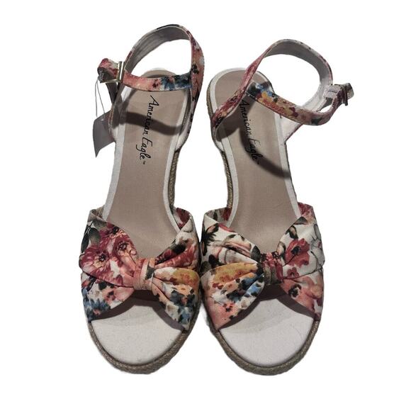 American Eagle Summer Floral Wedge Strappy Sandals 8.5 - Picture 2 of 7